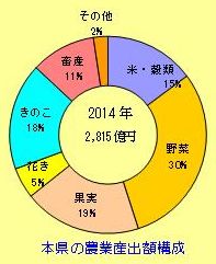 長野県の農業産出額構成のグラフ