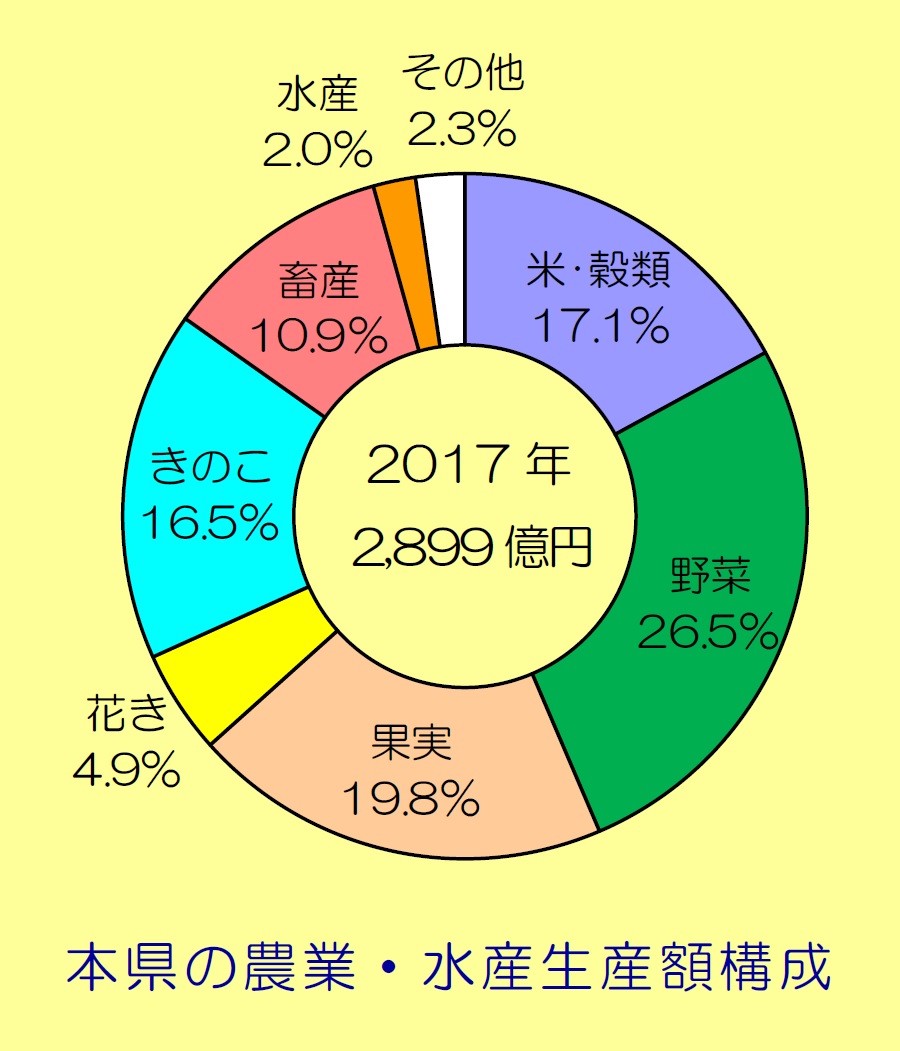 長野県の農業産出額構成のグラフ